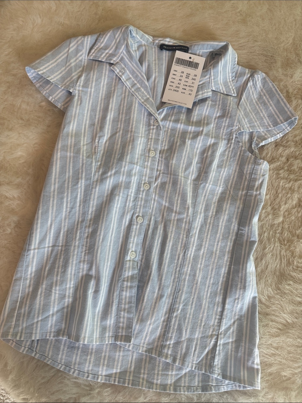 Brandy Melville NWT Blue & White Striped Button-Front Kids Shirt